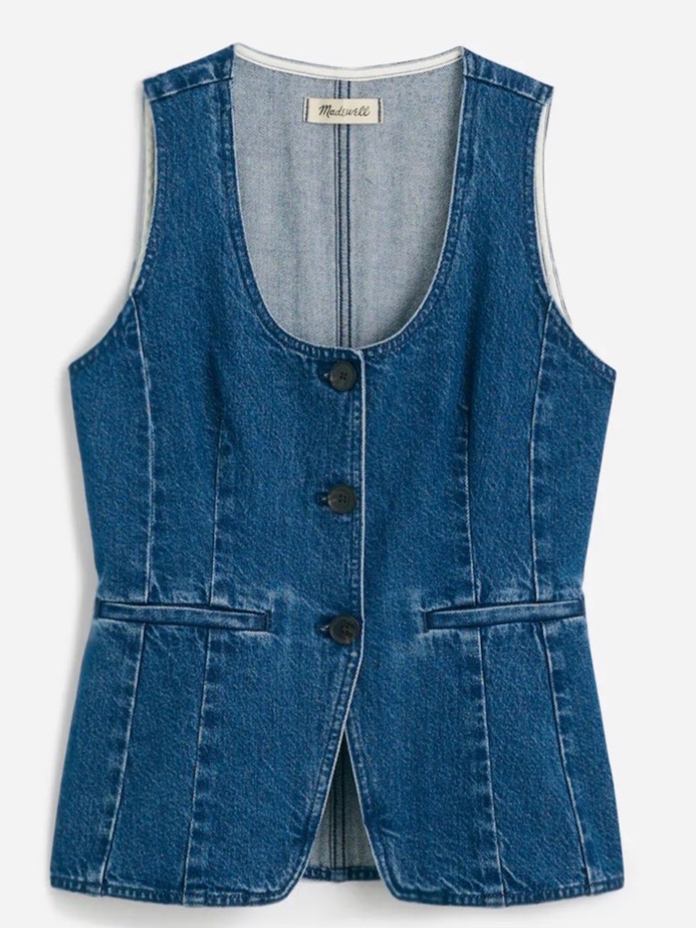 Madewell Denim Scoopneck Cutaway Vest - Picture 2 of 6